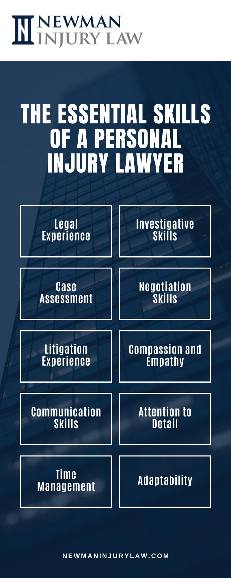 The Essential Skills Of A Personal Injury Lawyer Infographic